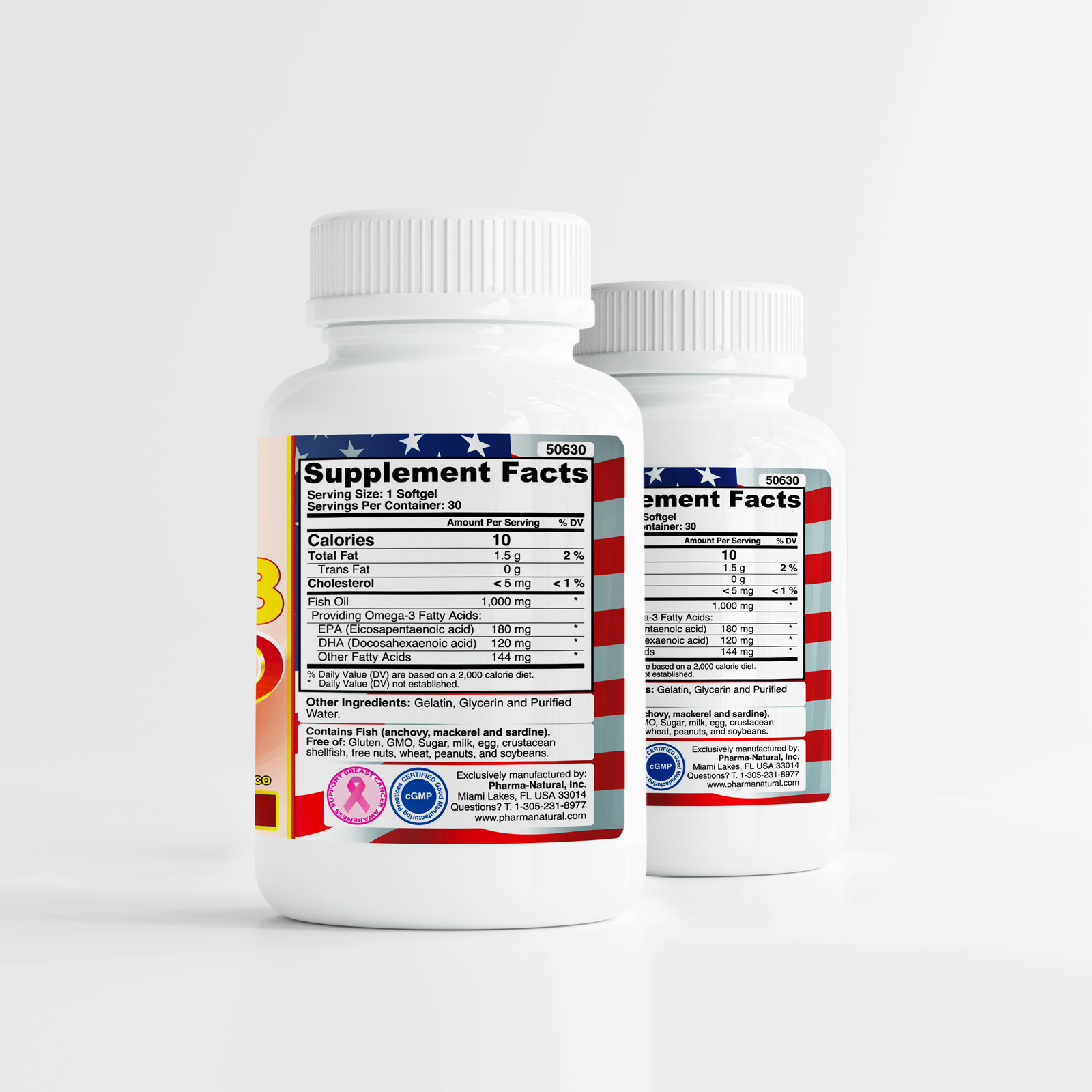 Onderverdelen affix huurder Omega-3 1,000 mg, 2 x (30 Softgels) - Pharma Natural