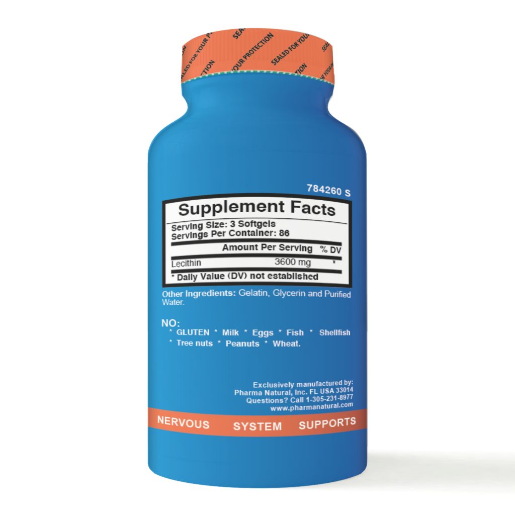 Soy Lecithin by PN 3600 mg 120 softgels, May help with memory disorders Pharma Natural