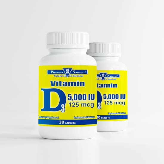 Vitamin D3 5,000 IU (125 mcg), 2 x (30 Tablets)